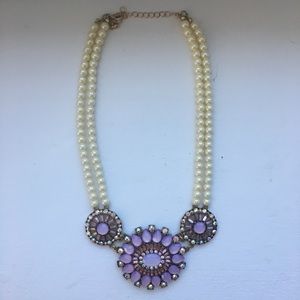 Francesca’s Pearl & Lavender Statement Necklace